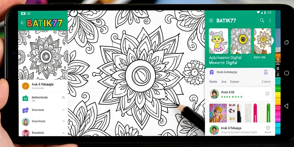 Tampilan antarmuka Mewarnai Digital BATIK77 yang interaktif dan menyenangkan.