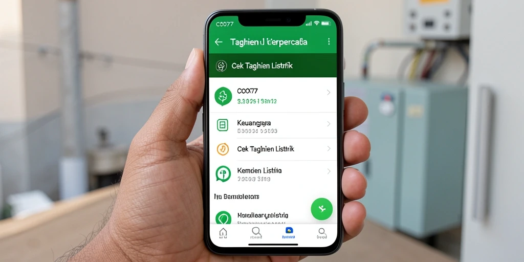 Tampilan antarmuka COO77 yang sederhana dan informatif untuk cek tagihan listrik.
