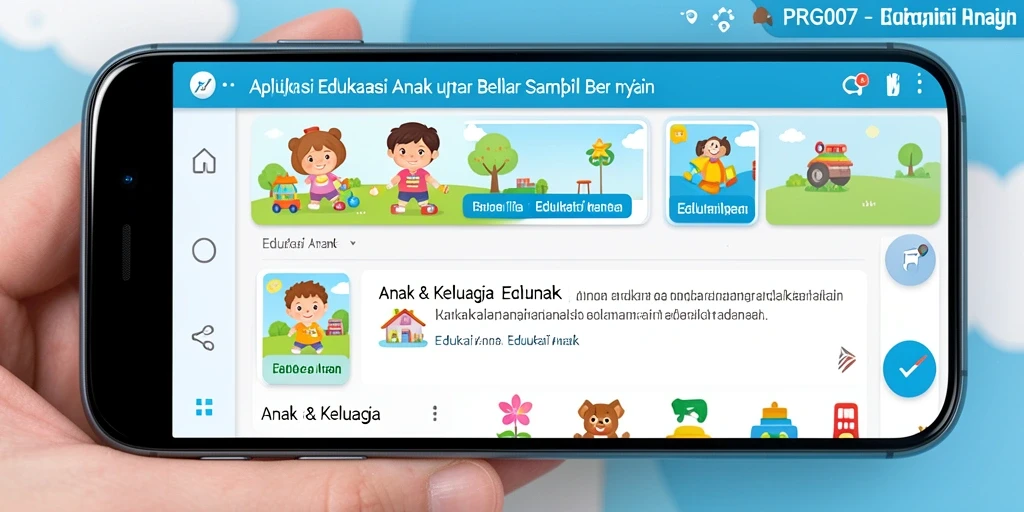 Antarmuka aplikasi PRG007 yang ramah anak dan interaktif.
