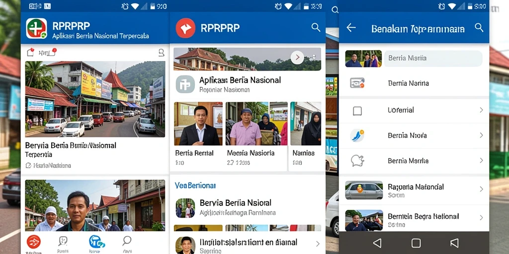 Tampilan antarmuka aplikasi RPRPRP untuk berita nasional.