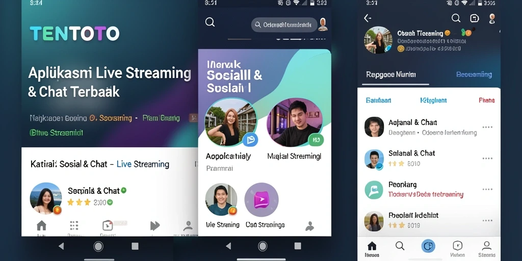 Tampilan aplikasi TENTOTO yang menarik untuk live streaming.