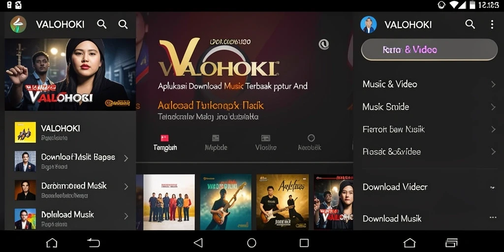 Tampilan antarmuka VALOHOKI untuk download musik mudah digunakan.