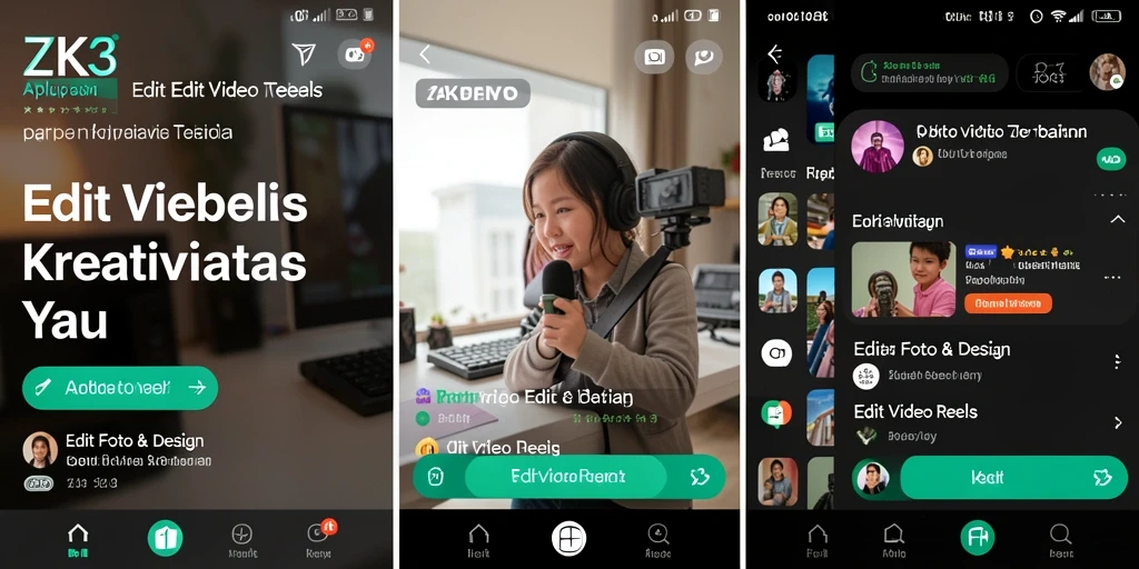 Antarmuka aplikasi ZK3 untuk Edit Video Reels yang menarik dan fungsional.